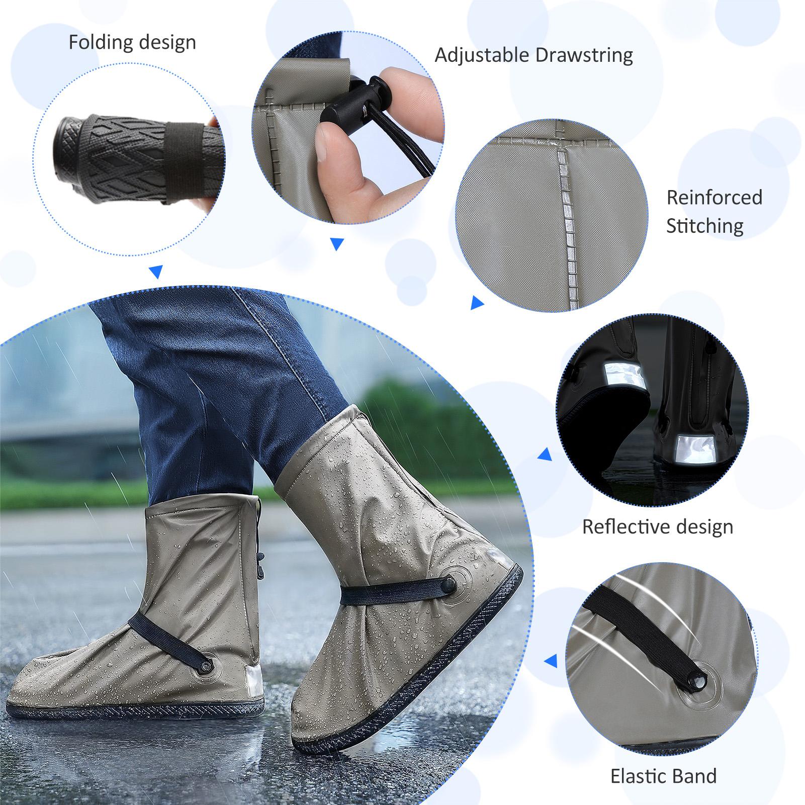 Miếng bọc giày chống thấm nước với lớp phản quang có thể điều chỉnh được để đạp xe, cắm trại ngoài trời khi mưa