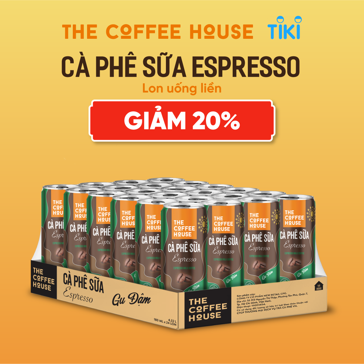 Thùng 24 Lon cà phê sữa Espresso The Coffee House