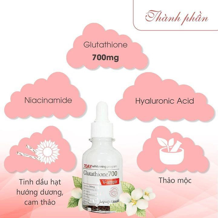 Combo Dưỡng Trắng Da Angel's Liquid 7DAY Whitening Program Glutathione 700V (Toner 150ml, Serum 50ml)