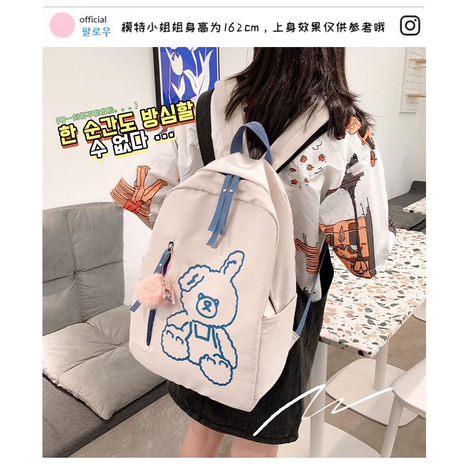 BALO đi học Hình gấu xinh Ulzzang Phong cách Hàn Quốc rộng rãi vải chống thấm nước