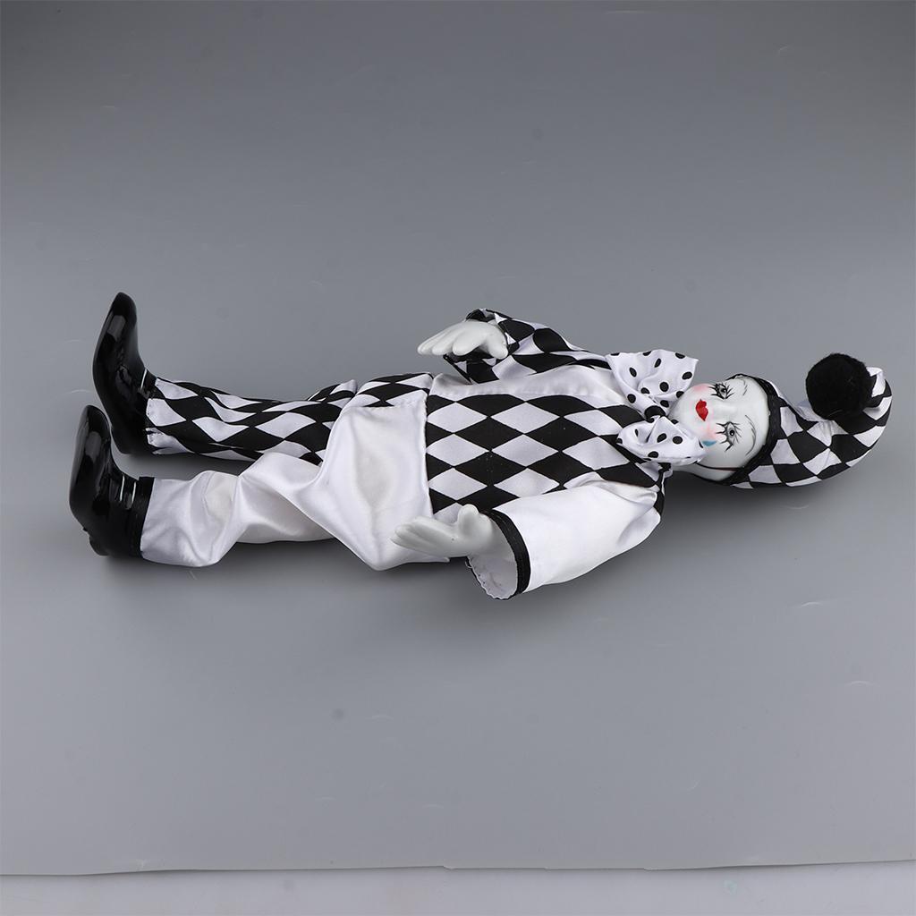 Porcelain Hanging Feet Small Clown Doll Home Desk Display Ornaments, G