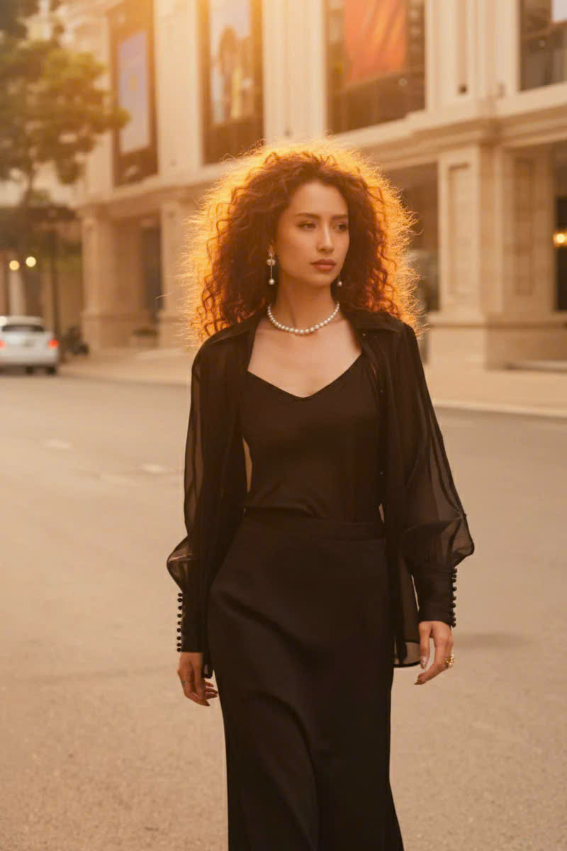 Áo Sơ Mi Tay Dài Xuyên Thấu Organza Huyền Sương Top152