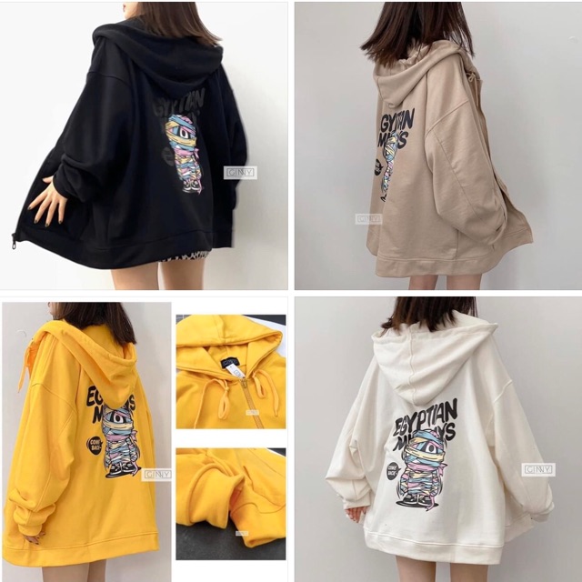 Aó nỉ hoodie full zip ( dây kéo) EGYPTIAN mặc cả thu đông và chống nắng