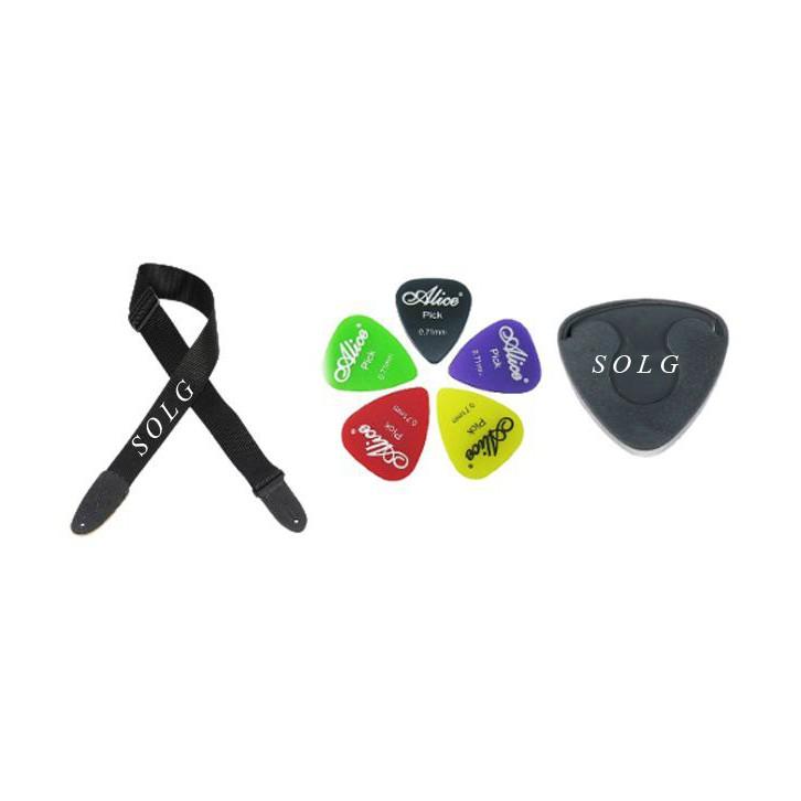 Combo 5 pick gảy+ Hộp đựng pick+ Dây đeo đàn guitar - SOLG