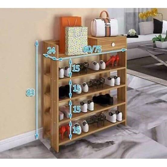 Tủ Giày Gỗ 5 Tầng, Kệ Để Giày Dép Có Ngăn Kéo