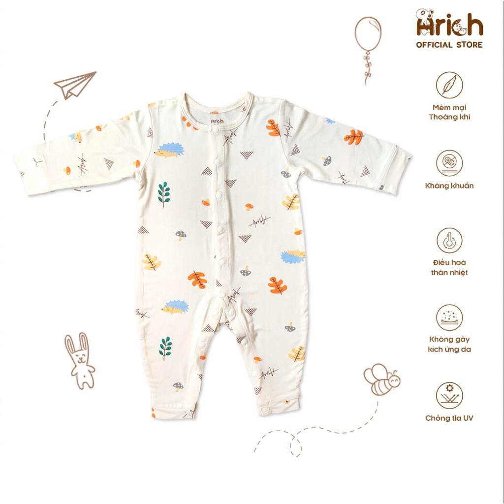 Bộ body dài tay Arich vải sợi tre (size từ newborn đến 9-12 tháng)