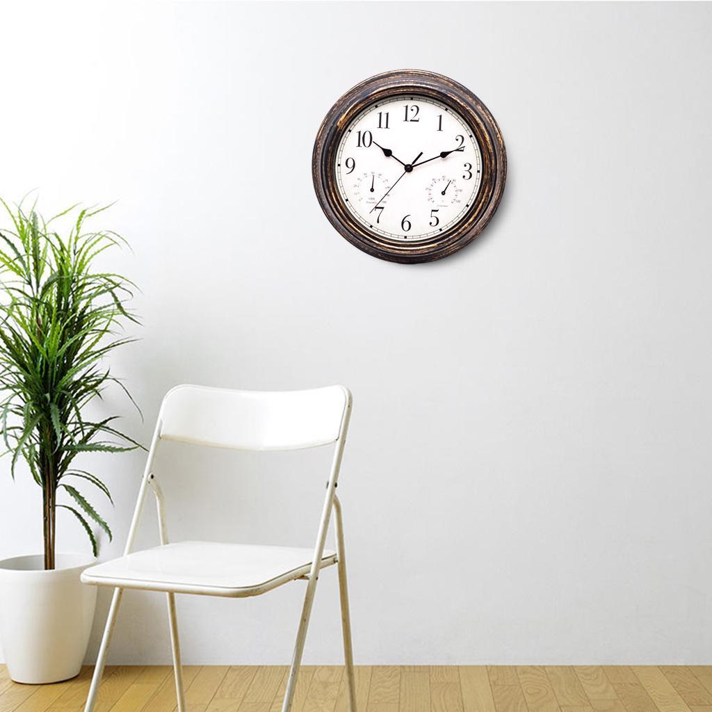 Wall Clock with Temperature and Humidity Home Bedroom Decor