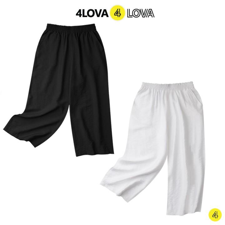 Quần lửng ống rộng culottes 4LOVA chất vải đũi xước cao cấp thoáng mát diện hè cho nữ