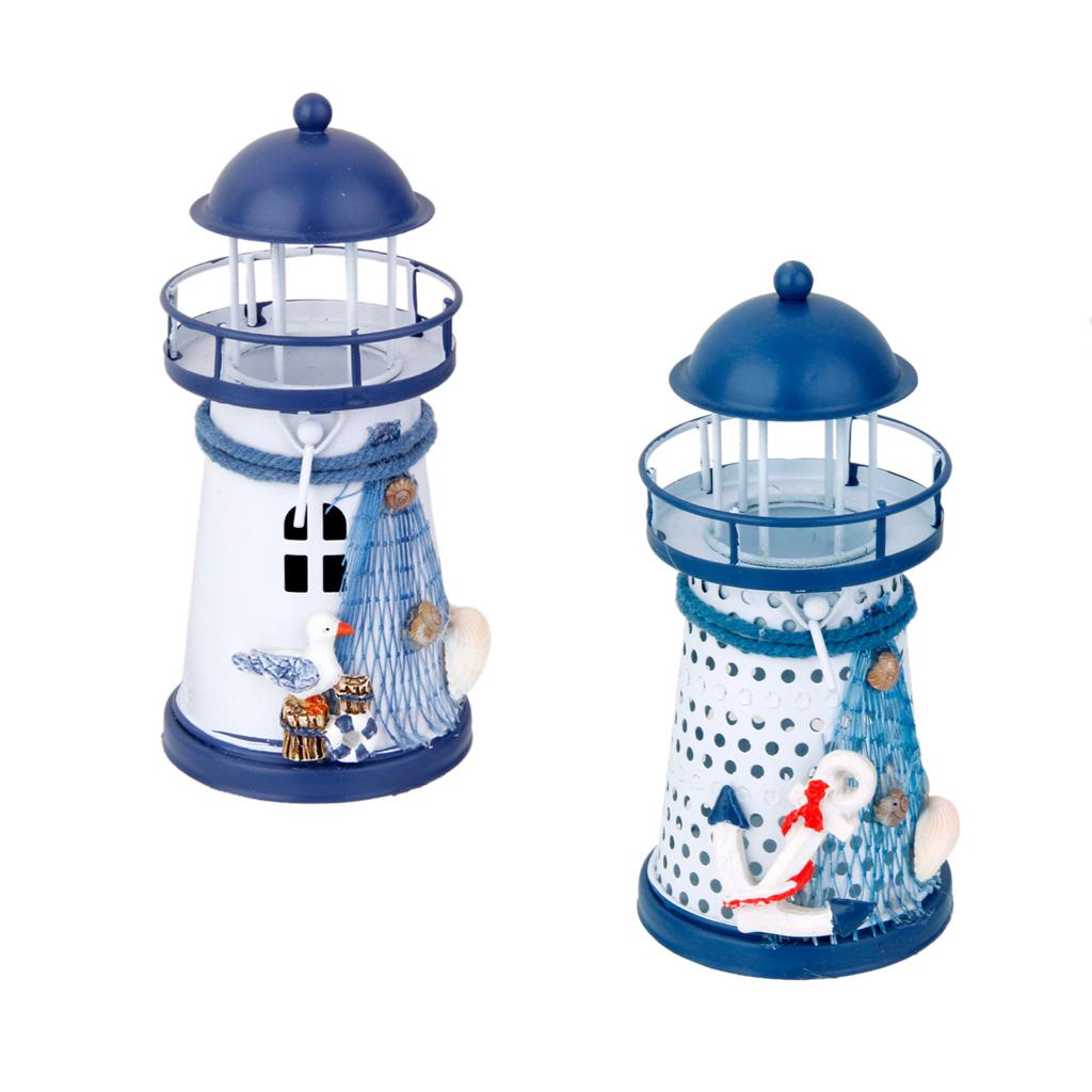 2 Cái 13.5 Cm Vẽ Tay Nhà Biển Mô Hình Kim Loại Đèn Hải Lý Trang Trí