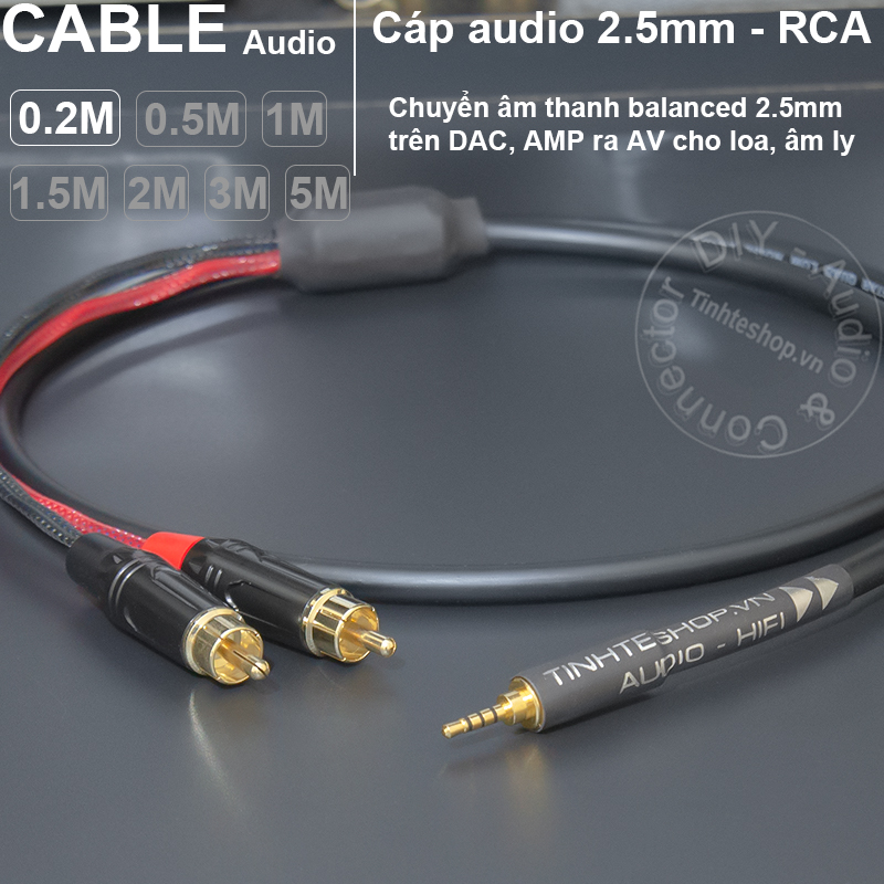 Cáp 2.5 ra 2AV - DIY 2.5mm to 2 RCA balanced audio cable