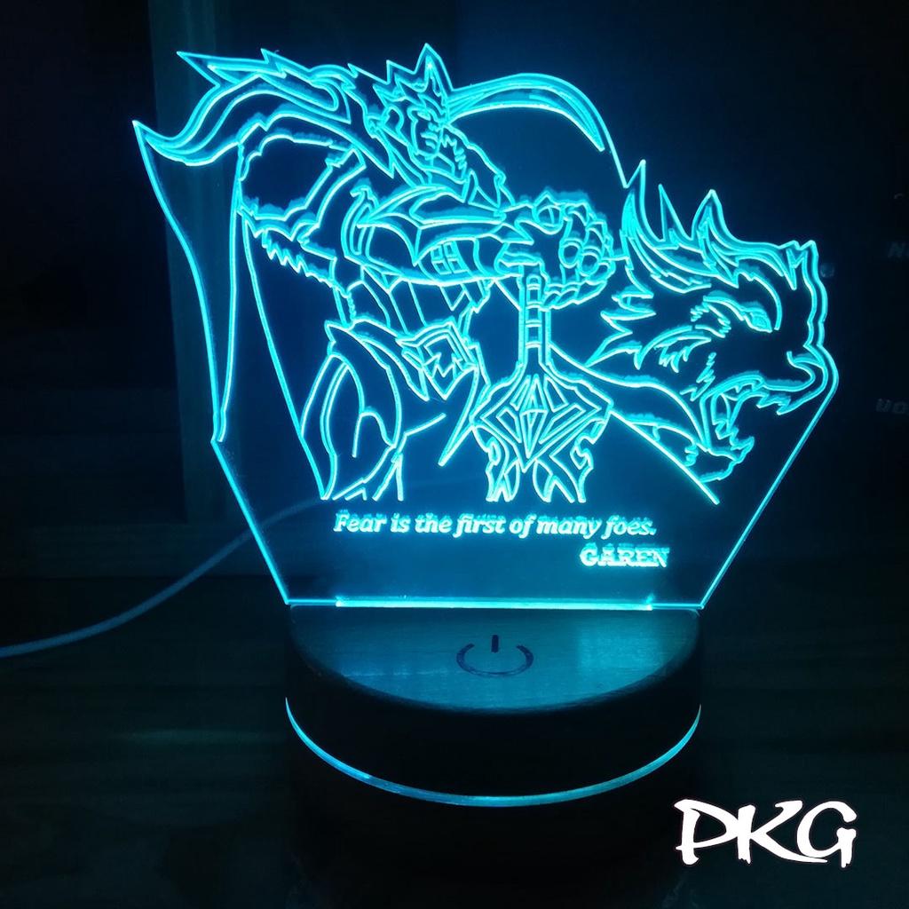 Đèn Ngủ Led 3D tướng GAREN SƯ VƯƠNG LMHT nháy sáng 16 màu cảm ứng điều khiển từ xa