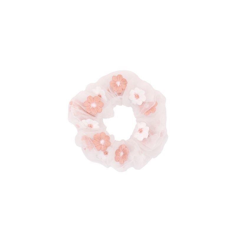 Cột tóc scrunchies thêu hoa - dây cột tóc scrunchies hoa