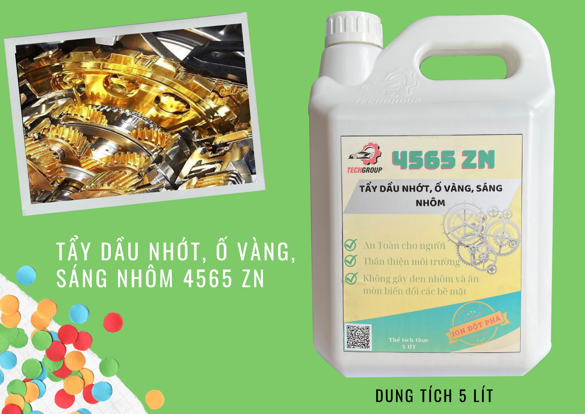 Dung dịch tẩy dầu nhớt, ố vàng, sáng nhôm Techgroup 4565 ZN – 5 Lít (giá đã giảm 10%)