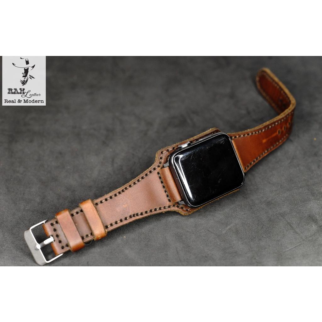 Dây apple watch da bò thật handmade bền chắc cực đẹp RAM Leather - tặng khóa chốt và adapter