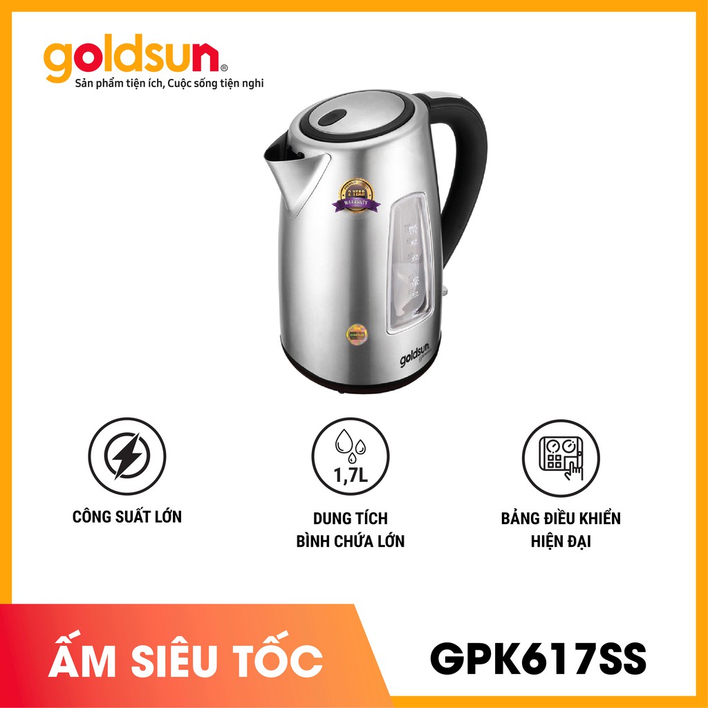 Ấm siêu tốc Goldsun GPK-617SS (Hàng chính hãng)