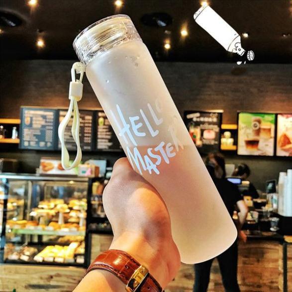 Bình đựng nước thủy tinh Hello Master 450ml nhiều màu