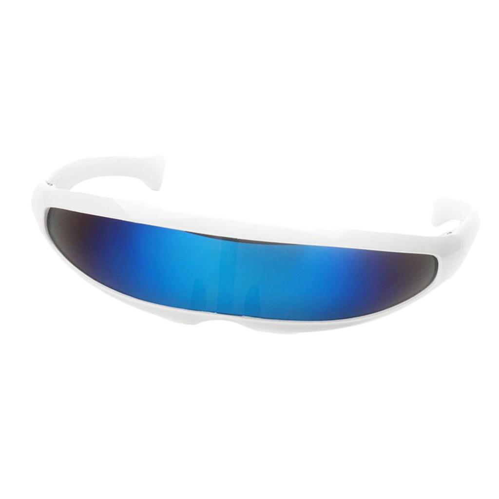 Hình ảnh 3X Unisex Futuristic Party White Frame Mirrored Lens Visor Sunglasses