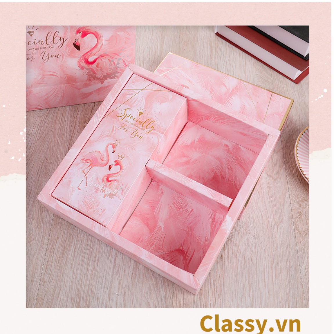 XÉ LẺ Túi giấy và Hộp quà tự gấp Làm quà tặng hoạ tiết hồng hạc hồng, làm quà tặng đựng nước hoa, quần áo, mỹ phẩm Q959
