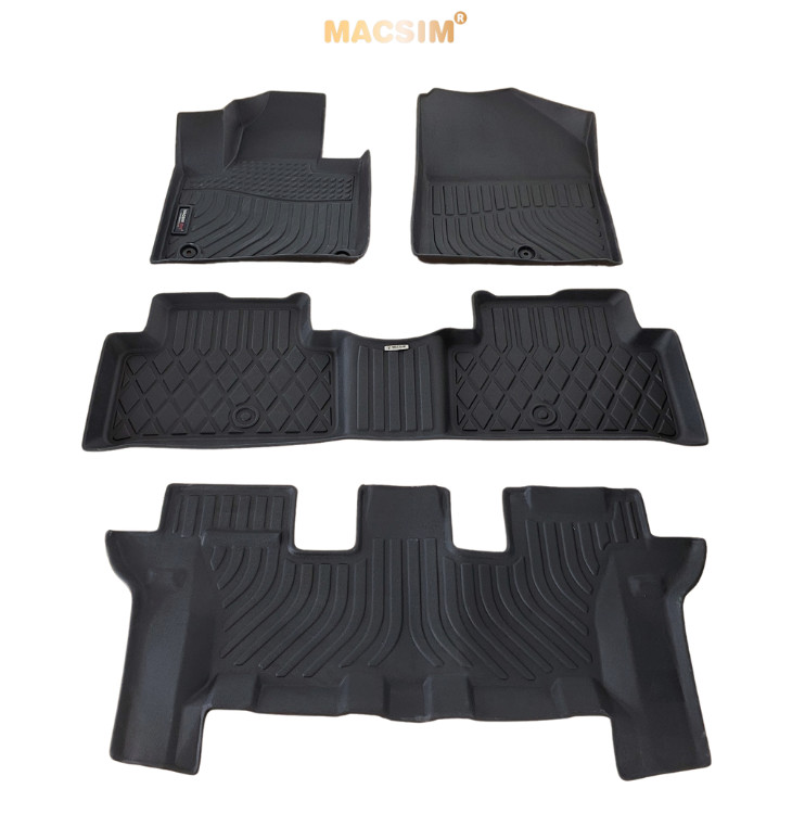 Thảm lót sàn xe ô tô Kia Sorento 2014 - 2020 (3 hàng ghế) Nhãn hiệu Macsim chất liệu nhựa TPE cao cấp màu đen