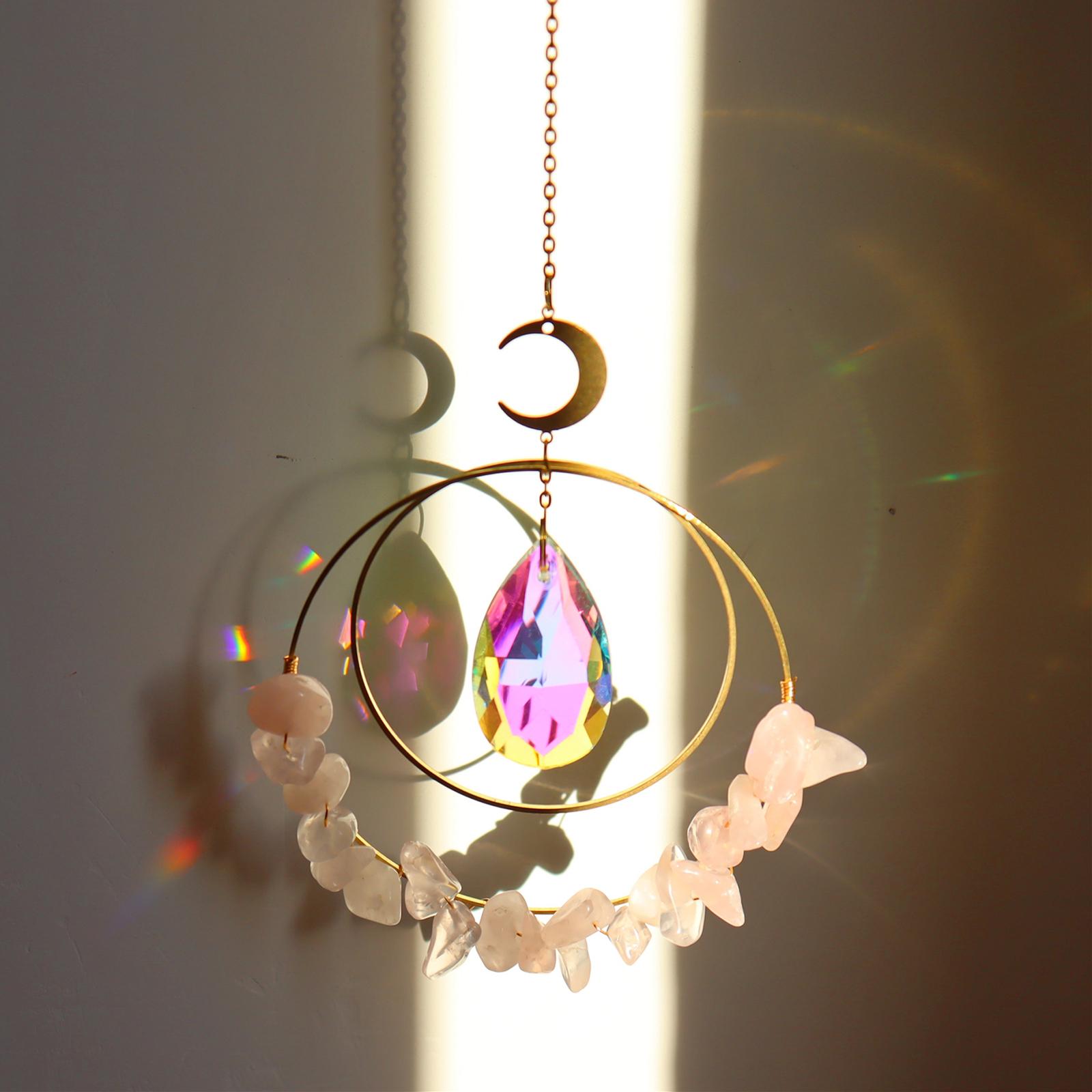 Crystal  Window Hanging Decor Crystal  Wind Chime Decor Pink
