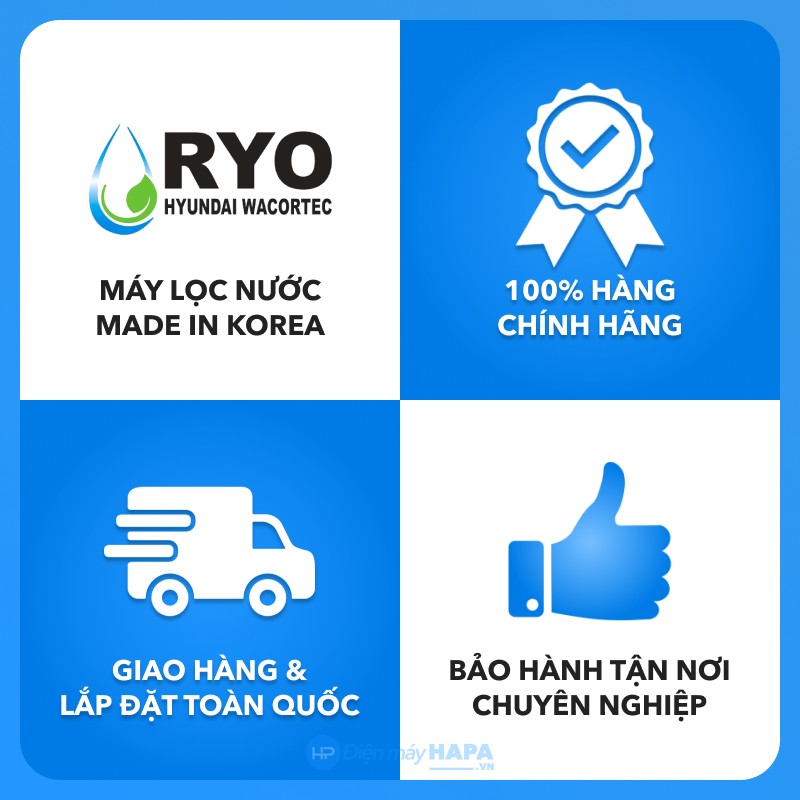 Máy Lọc Nước Nóng Lạnh Để Bàn RYO Hyundai PGP1000 Cao Cấp, Công Nghệ UF 4 Cấp Lọc - Nhập Khẩu Hàn Quốc, Hàng Chính Hãng