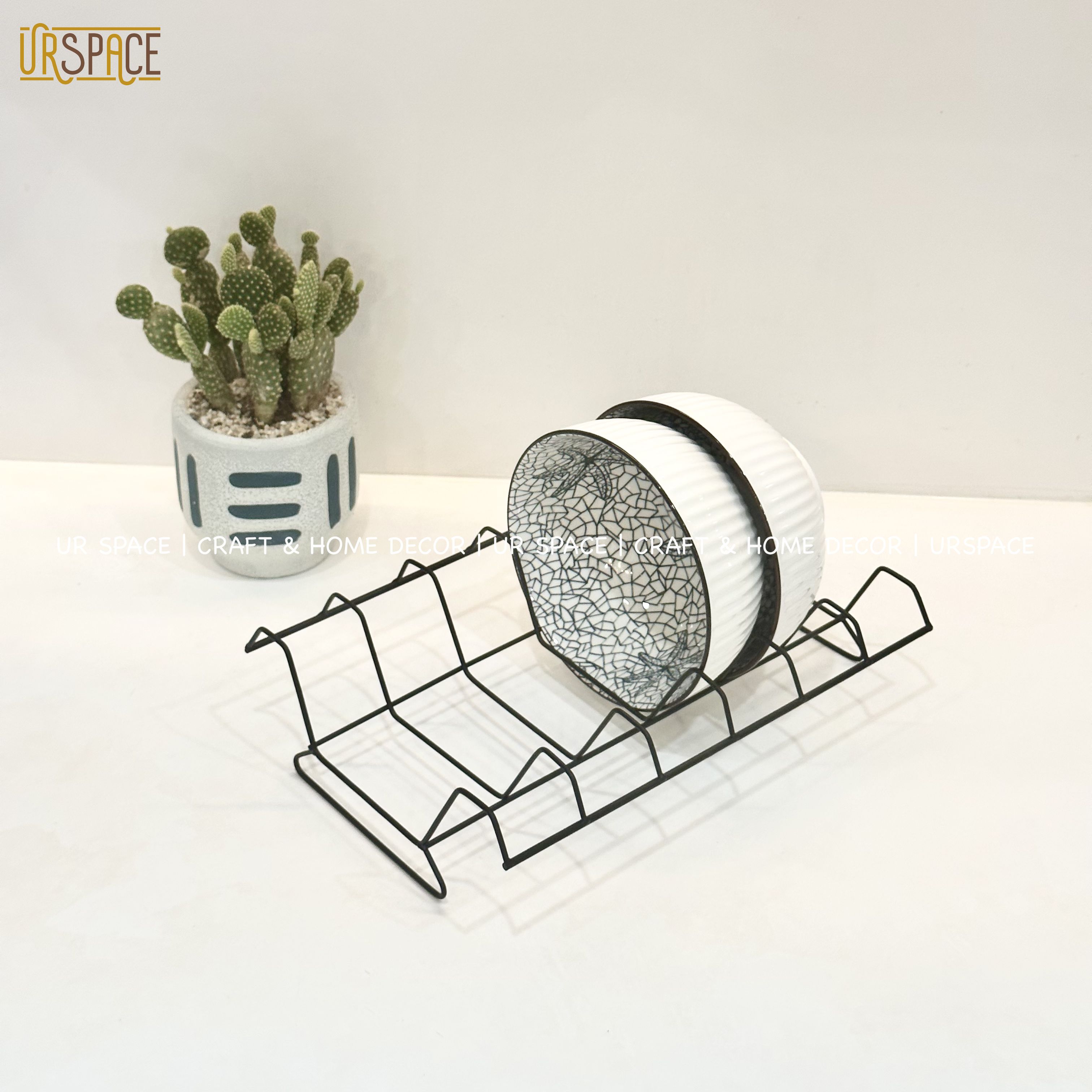 Giá kệ chén dĩa bằng sắt URSPACE tiện dụng dùng cho nhà bếp, decor trang trí / Kitchen Bowl Drain Racks
