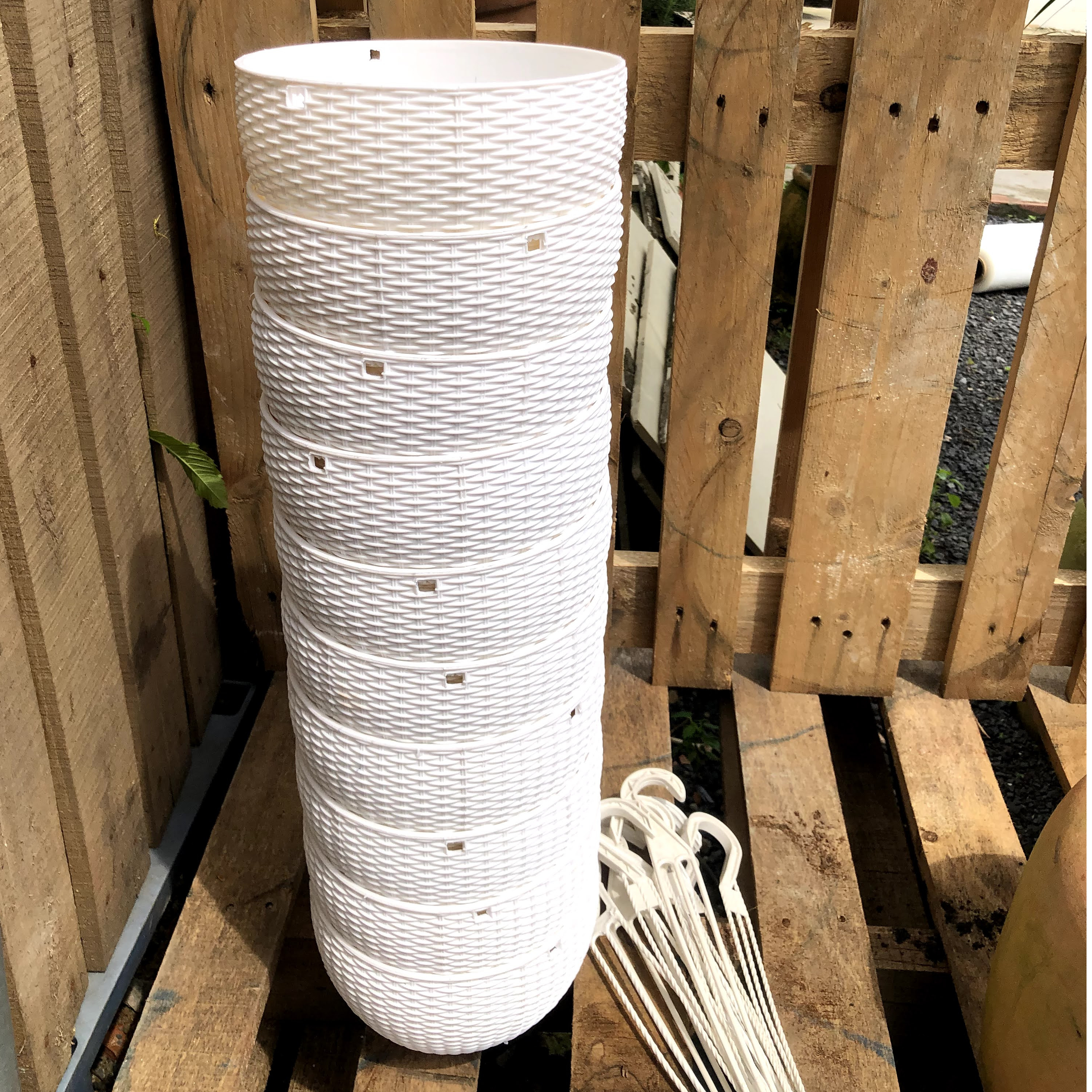 Bộ 10 chậu treo trồng cây mây đan tròn fi 20 x 10 cm