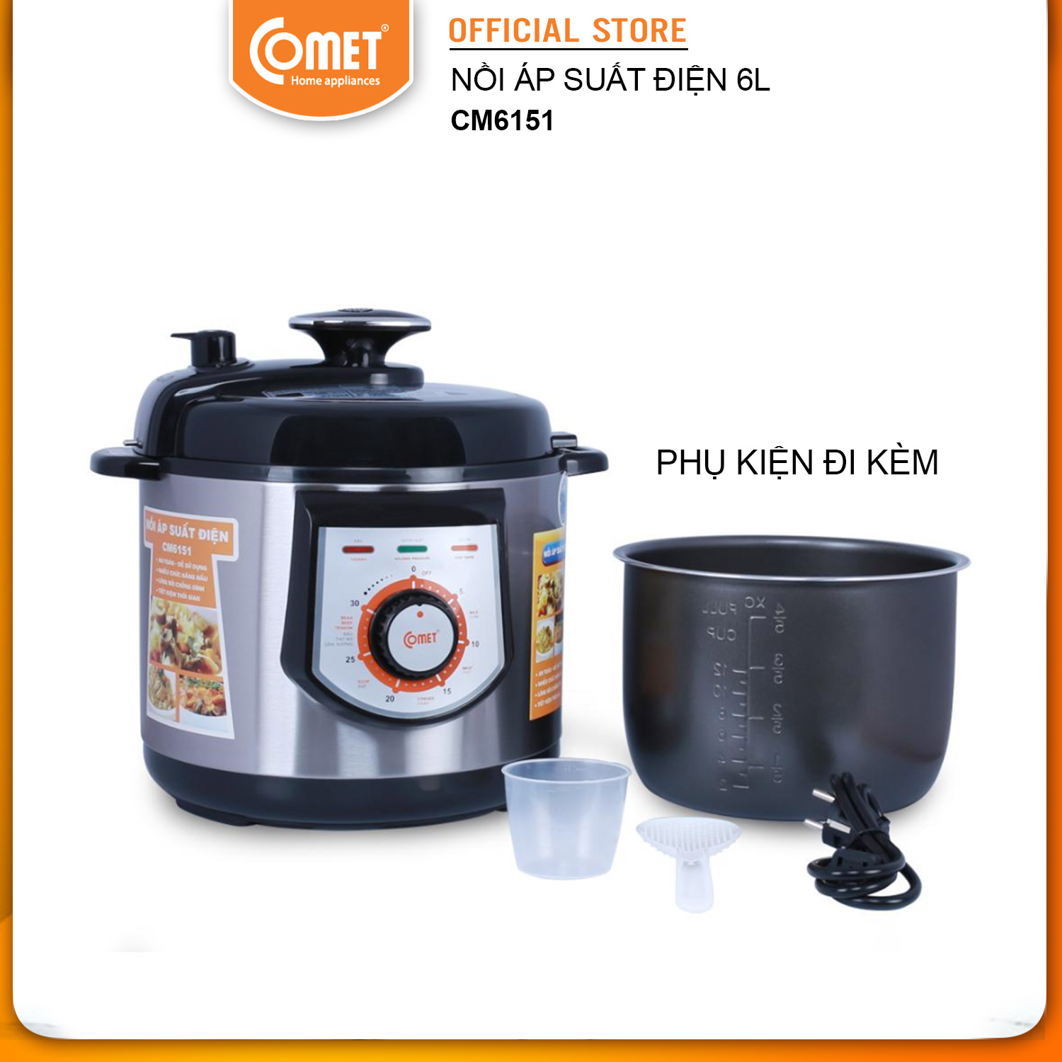 Nồi Áp Suất Điện Comet CM6151 (6.0 Lít) - Hàng Chính Hãng