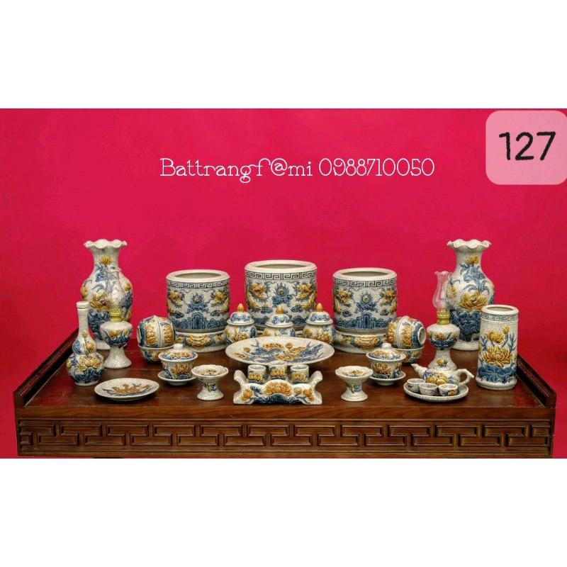 Bộ đồ thờ men rạn cổ Bát Tràng,cho ban thờ dài 127cm,197cm,227cm