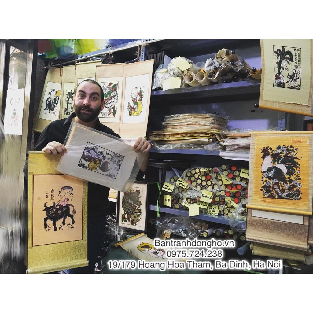 Tranh Đông Hồ Thiên hạ thái bình - Con công - Tranh Đông Hồ Biểu Lụa