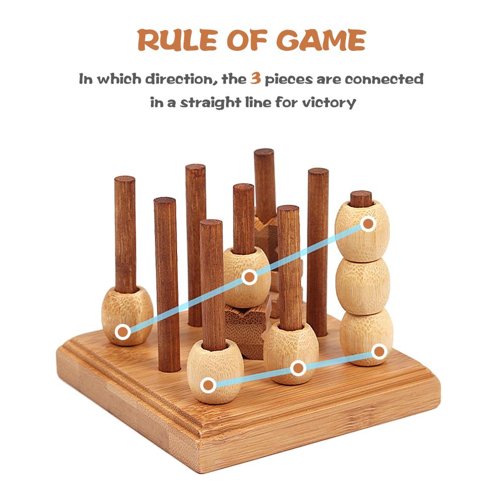 Wooden 3D XO Chess Set Travel Games Entertainment Educational Toys for Kids Adult Family Board Game Strategy Board Game