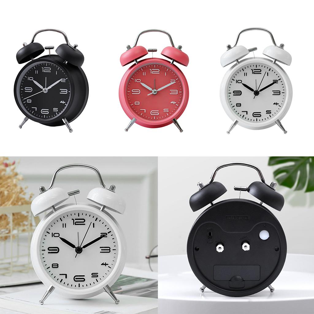 Classic Style Loud Double Bell Mechanical Alarm Clock for Kids Bedroom-Pink
