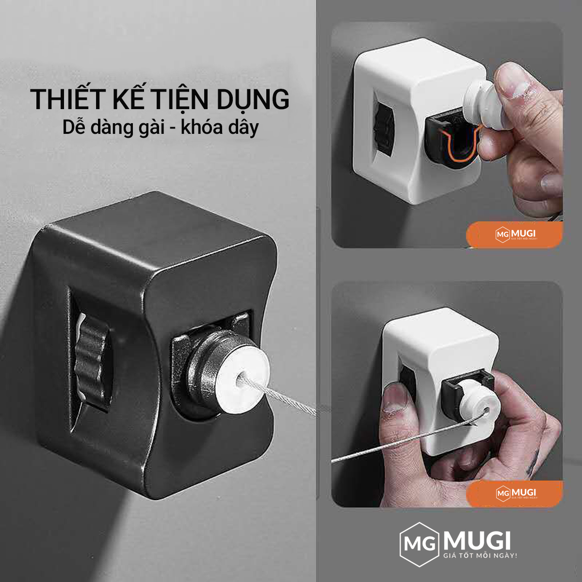 Dây phơi quần áo, dây phơi đồ thông minh gắn tường tiện lợi - MUGI