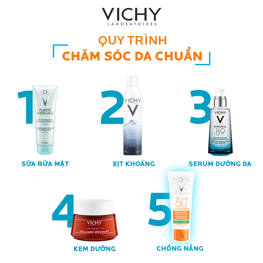 Kem Chống Nắng Chống Ô Nhiễm Và Bụi Mịn Hằng Ngày SPF 50+, Chống Tia UVA + UVB Capital Soleil Mattifying 3 In 1