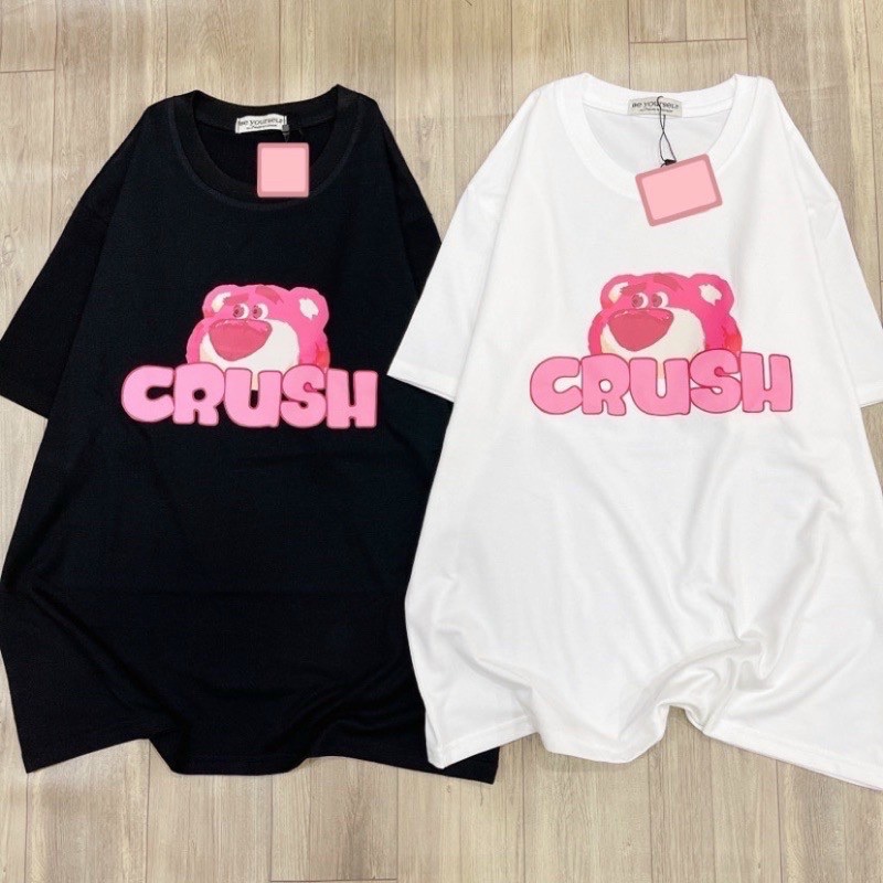 Hình ảnh Áo thun unisex nam nữ in CRUSH form rộng tay lỡ phông teen cổ tròn  cotton giá rẻ