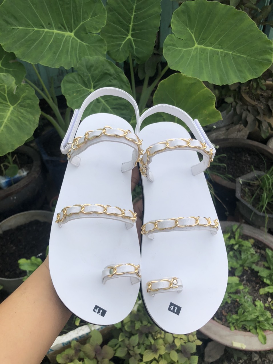 dép sandal nữ  ( đế trắng quai hậu trắng ) size từ 34 đến 41 nữ khác size ib chọn thêm