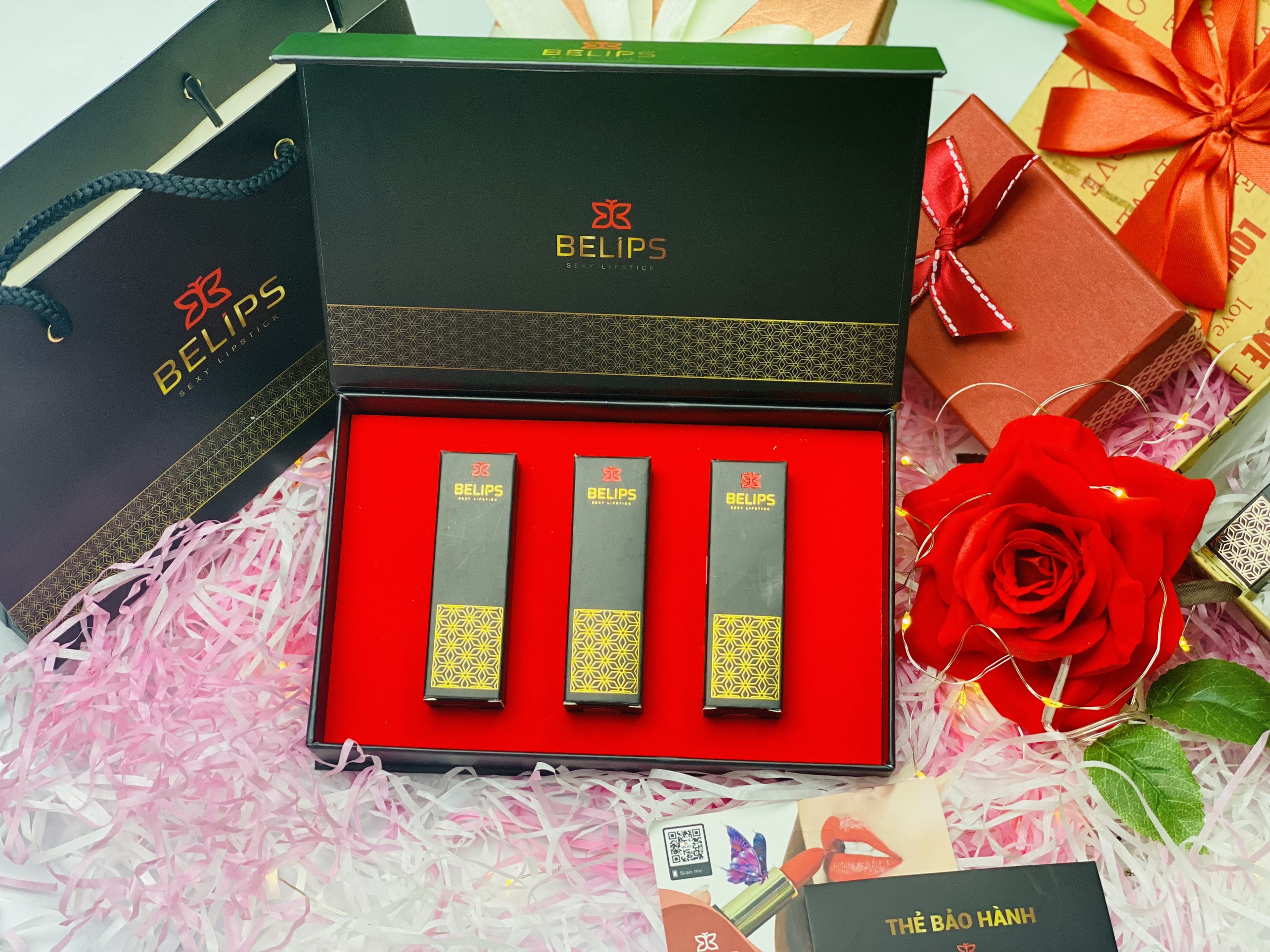 Set son Belips 3 thỏi - Bộ quà tặng yêu thương - Son môi 100% thành phần tự nhiên, không chứa chì, bà bầu cũng dùng được