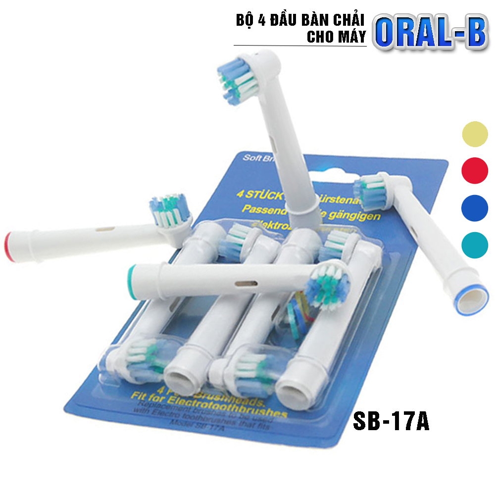 Bộ 4 Đầu Bàn Chải đánh răng điện - Cho Răng Nhạy Cảm SB-17A - cho máy Oral–B - Xuất xứ: Đức