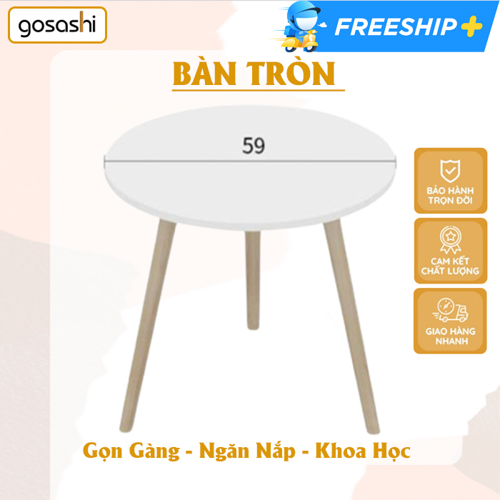 Bàn Trà Sofa, Bàn Cafe Phong Cách Tối Giản, Chân Gỗ Sồi, Mặt Bàn Phủ Melamin Chống Nước Tiện Lợi Thương Hiệu Gosashi-BTTCGO