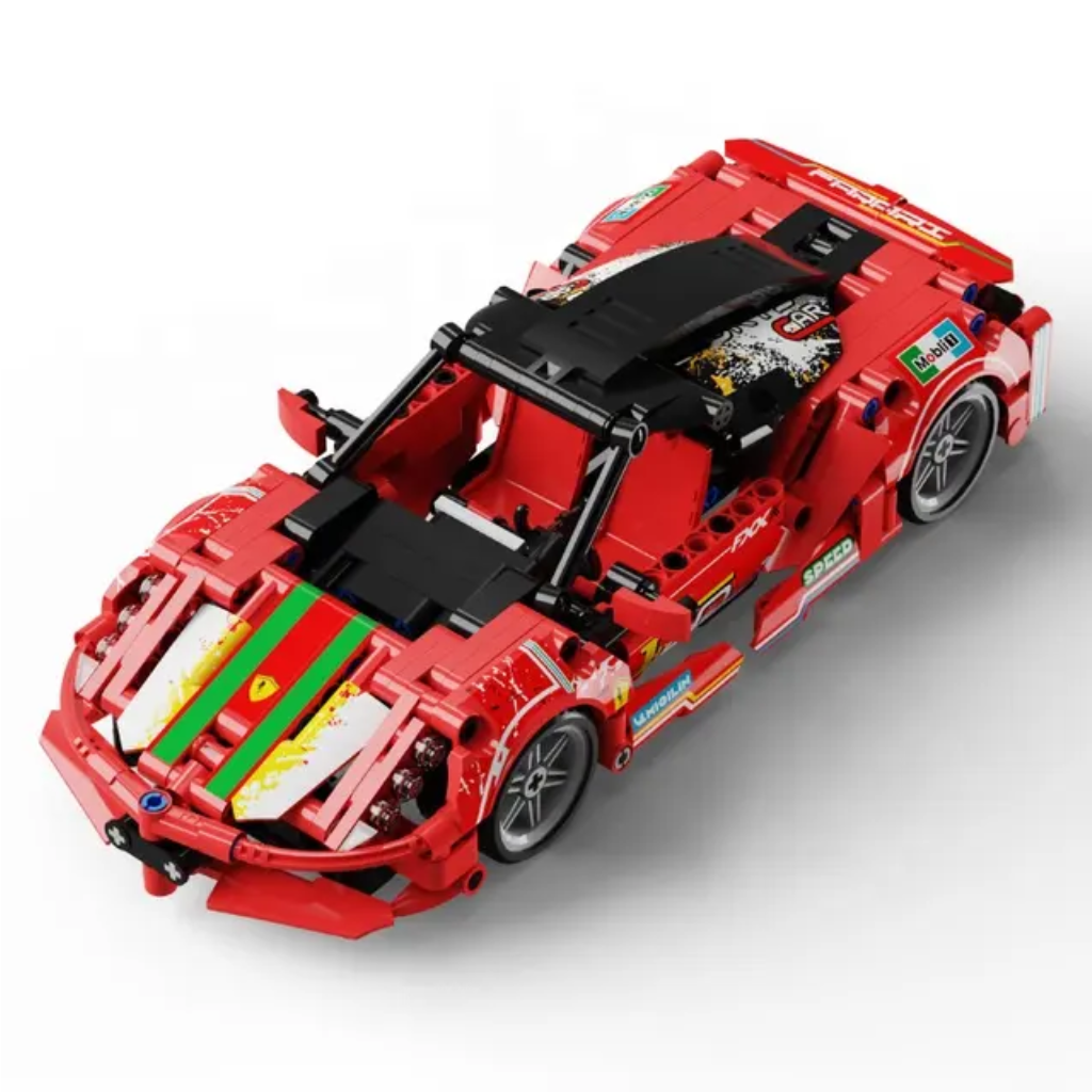 Đồ Chơi Lắp Ráp Mô Hình Siêu Xe Ferrari Chạy Đà Cót Kéo Lùi