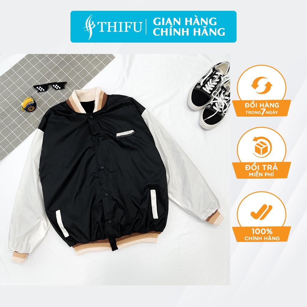 Áo Khoác Dù THIFU FASHION Dáng Bomber Lớp Lót Das Dày Chống Nắng Tránh Mưa Cho Nam Và Nữ, áo bomber bóng chày phối viền hình thật video thật shop tự chụp