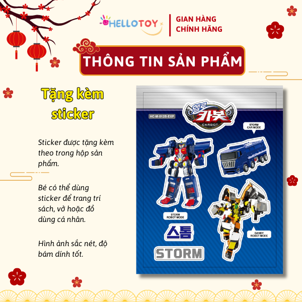 Đồ Chơi Mô Hình Lắp Ráp Xe Hơi Biến Hình HELLO CARBOT Mini Storm