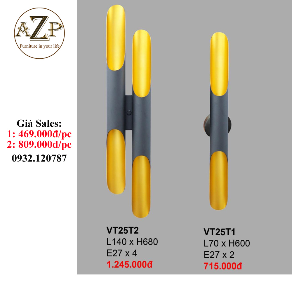 AZP - ĐÈN ỐP VÁCH / ĐÈN TRANG TRÍ / ĐÈN TREO TƯỜNG PHÒNG KHÁCH, PHÒNG NGỦ, NHÀ HÀNG, KHÁCH SẠN AZP-VT25 phong cách đương đại, hàng nhập khẩu AZP