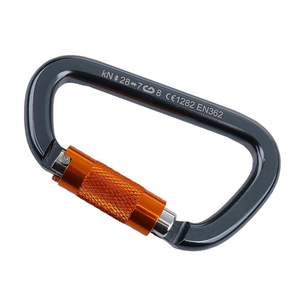 4x 28KN Aluminum D Shape Carabiner Clip Twist Locking for Rock Climbing