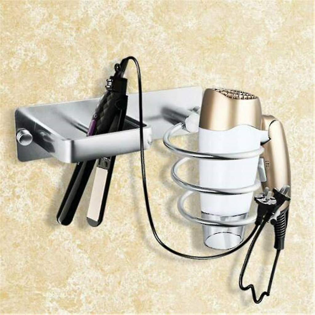 Không gian nhôm đục lỗ lưu trữ sáng tạo miễn phí, giá đỡ máy sấy tóc, giá lưu trữ ván ép, treo tường