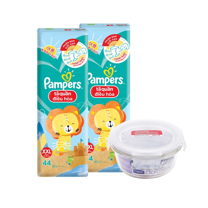 Combo 2 Tã quần Pampers Điều Hòa [Tặng hộp bảo quản thủy tinh 380ml]