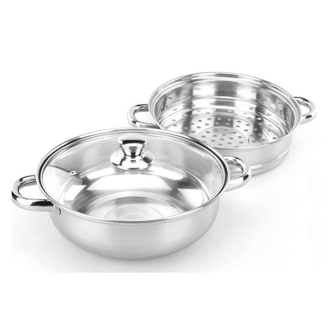 Nồi Hấp 2 Tầng Kèm Lẩu Nắp Kính kích Thước 28cm