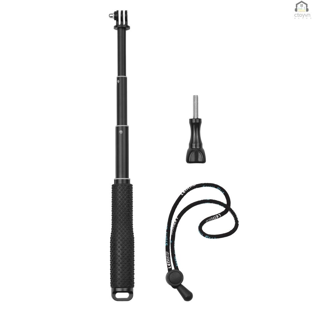 Gậy chụp ảnh selfie bằng hợp kim nhôm Max. 48cm/19in có thể kéo dài kèm dây đeo cổ tay