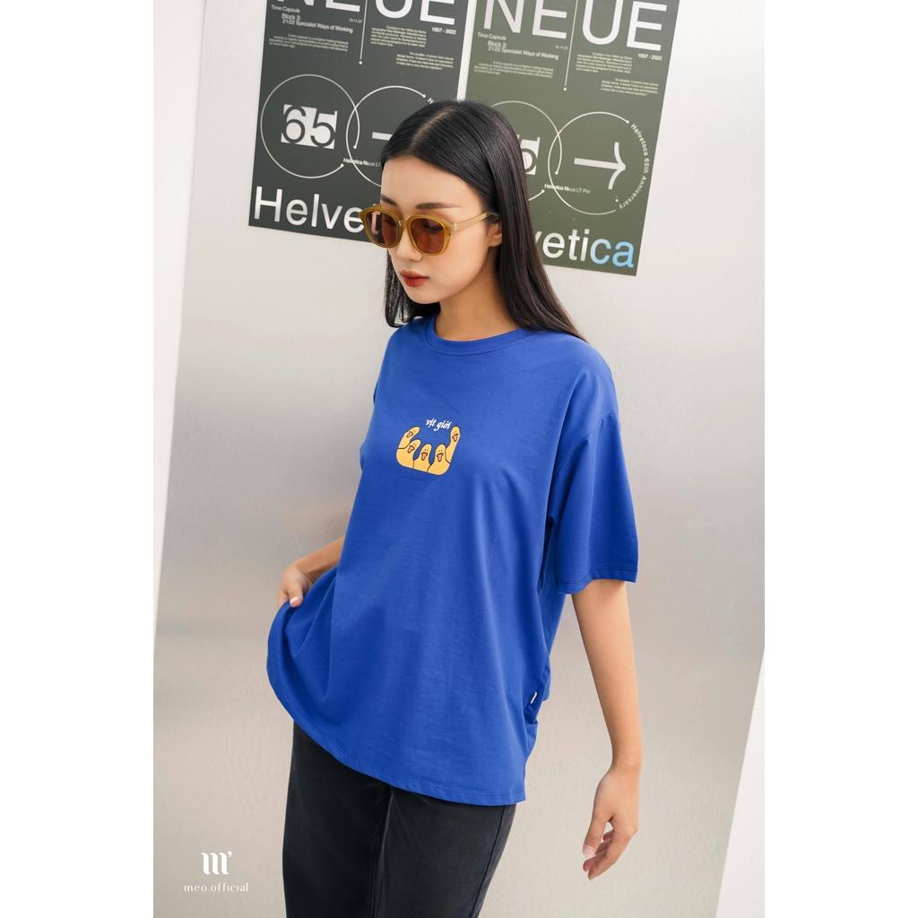 Áo thun tay lỡ Méo shop cổ tròn cotton in chữ Quạc freesize form rộng