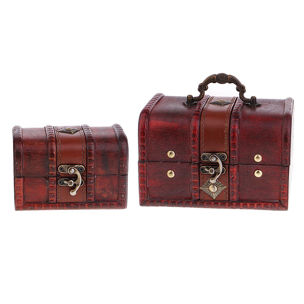 4 Pieces Vintage Wood Jewelry Box Necklace Bracelet Storage Organizer Case